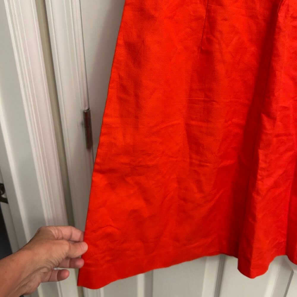 Nwt ANN TAYLOR red cotton/linen blend V-neck coat dress (12) - Picture 7 of 8